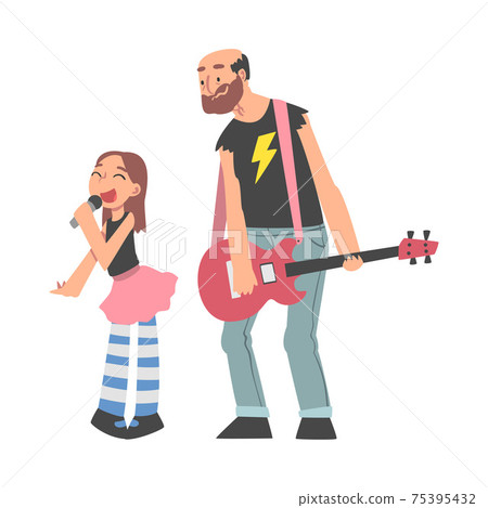 Grandpa Playing Guitar and His Granddaughter Singing, Grandparent Spending Good Time with Grandchild Cartoon Style Vector Illustration Grandpa Playing Guitar and His Granddaughter Singing, Grandparent Spending Good Time with Grandchild Cartoon Style Vector Illustration 75395432