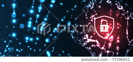 internet digital security technology concept for business background. Lock on circuit board 75396831
