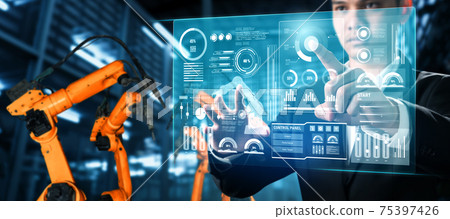 Advanced robot arm system for digital industry and factory robotic technology Advanced robot arm system for digital industry and factory robotic technology 75397426