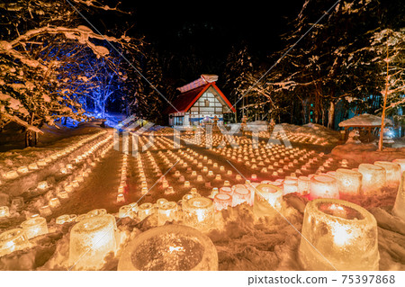 Hokkaido Jozankei Snow Light Road Winter Ice Candle Event Shrine 75397868