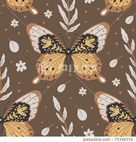 Butterfly boho insect seamless ethnic pattern. Butterfly boho insect seamless ethnic pattern. 75398358