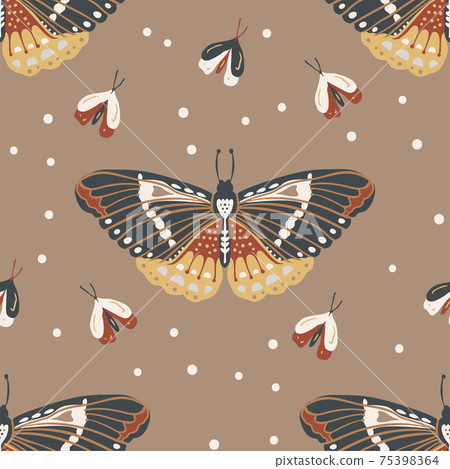 Boho Insect Butterfly boho insect seamless ethnic pattern. - Stock Illustration ...