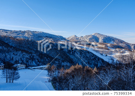 滋賀高原冬季冬天嬰兒山毛櫸平地滑雪勝地 滋賀高原冬季冬天嬰兒山毛櫸平地滑雪勝地 75399334