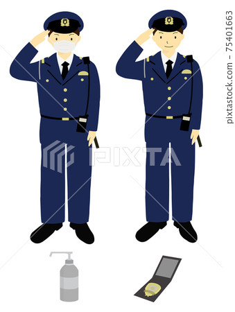 一套警官（帶或不帶口罩）和一個向警察致敬的筆記本/消毒瓶 75401663