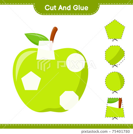 Cut and glue, cut parts of Apple and glue them.... - Stock Illustration ...