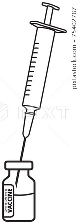 Coronavirus Covid-19 vaccine bottle and syringe Coronavirus Covid-19 vaccine bottle and syringe 75402787