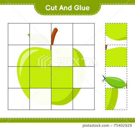 Cut and glue, cut parts of Apple and glue them.... - Stock Illustration ...