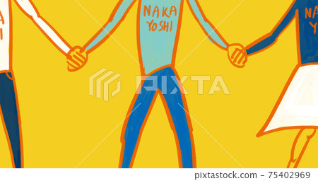 Illustrations of friends holding hands together Illustrations of friends holding hands together 75402969