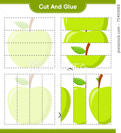 Cut and glue, cut parts of Apple and glue them.... - Stock Illustration ...