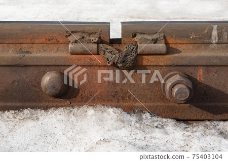 Splice bar (joint bar or Fishplate) of railroad for join the ends of two rails together. Splice bar (joint bar or Fishplate) of railroad for join the ends of two rails together. 75403104