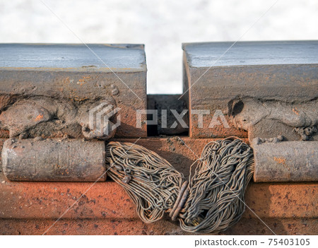 Splice bar (joint bar or Fishplate) of railroad for join the ends of two rails together. Splice bar (joint bar or Fishplate) of railroad for join the ends of two rails together. 75403105