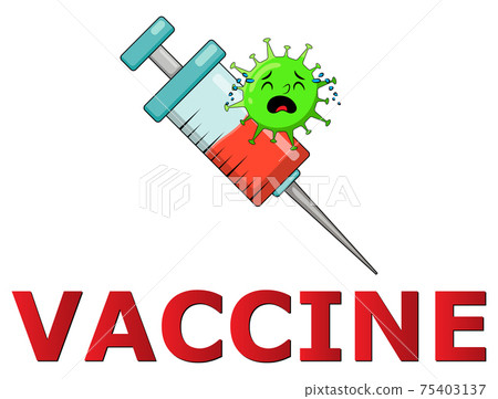 Vaccination concept with virus character. Vaccination concept with virus character. 75403137