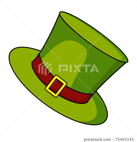 Hat icon for st patrick day. Green cylinder - sybol of irish holiday. Vector cartoon illustration isolated on white background. 75403143