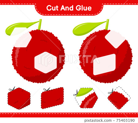 Cut and glue, cut parts of Yumberry and glue them. Educational children game, printable worksheet, vector illustration 75403190