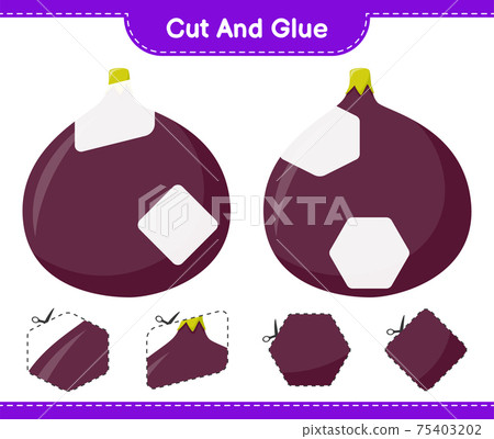 Cut and glue, cut parts of Fig and glue them. Educational children game, printable worksheet, vector illustration Cut and glue, cut parts of Fig and glue them. Educational children game, printable worksheet, vector illustration 75403202