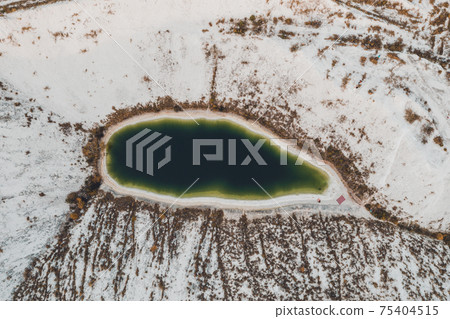 Phosphate gypsum waste from factories, creating artificial white mountains, attractive tourist view. 75404515