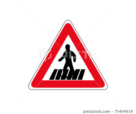 Traffic sign zebra crossing. Pedestrian crossing - crosswalk flat icon symbol. Isolated on white, vector Traffic sign zebra crossing. Pedestrian crossing - crosswalk flat icon symbol. Isolated on white, vector 75404919