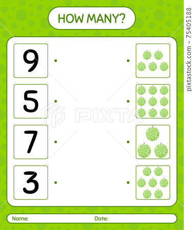 How many counting game with melon. worksheet for preschool kids, kids activity sheet, printable worksheet How many counting game with melon. worksheet for preschool kids, kids activity sheet, printable worksheet 75405188