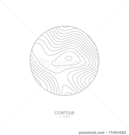 White Topographic map circle logo concept.Topo map elevation lines. Contour vector abstract vector illustration. 75405680