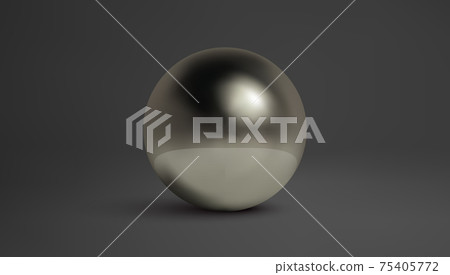 Black metallic sphere isolated on black background. Black metal ball in realistic style on dark backdrop. EPS 10. Black metallic sphere isolated on black background. Black metal ball in realistic style on dark backdrop. EPS 10. 75405772