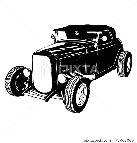 Old Classic Car, 1930 Vintage car, Stencil, Silhouette, Vector Clip Art for tshirt and emblem 75405809
