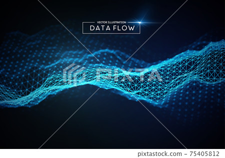 Computer data flow background. Vector EPS 10. Big data network technology wave. 75405812