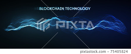 Blockchain technology background. Cryptocurrency fintech block chain network and programming concept. Abstract Segwit. 75405824