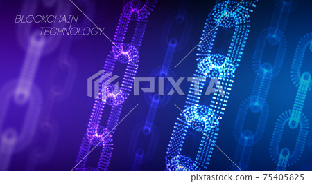 Blockchain technology background. Cryptocurrency fintech block chain network and programming concept. Abstract Segwit. 75405825