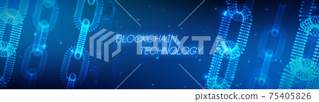 Blockchain technology background. Cryptocurrency fintech block chain network and programming concept. Abstract Segwit. 75405826