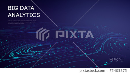 Abstract Big Data Flow Background. Software code agile industrial internet backdrop. Industry cyber complex big data sound visulization. 75405875