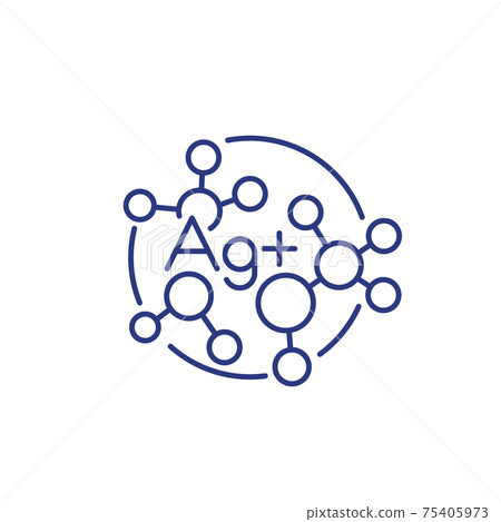Silver ions line icon, vector Silver ions line icon, vector 75405973
