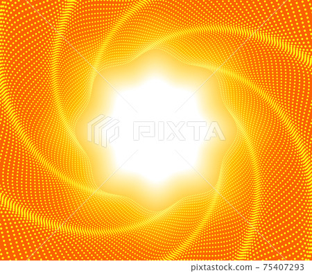 Bright solar flash of light on a beautiful orange background geometric figure from many smooth lines dots moving to the center of the screen Bright solar flash of light on a beautiful orange background geometric figure from many smooth lines dots moving to the center of the screen 75407293