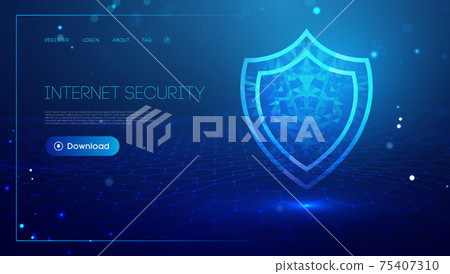 Internet security for computer, vpn safety cyber shield concept. Data security illustration protection shield. Privacy secure blue technology background. Internet security for computer, vpn safety cyber shield concept. Data security illustration protection shield. Privacy secure blue technology background. 75407310