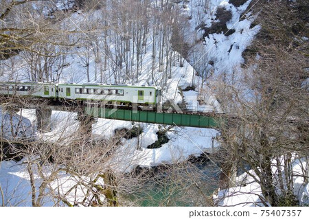 早春在忠見線上運行的柴油車 75407357