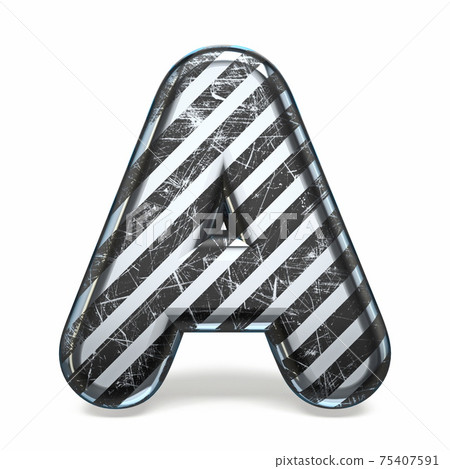 Striped steel black scratched font Letter A 3D Striped steel black scratched font Letter A 3D 75407591