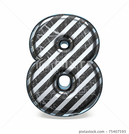 Striped steel black scratched font Number 8 EIGHT 3D Striped steel black scratched font Number 8 EIGHT 3D 75407593