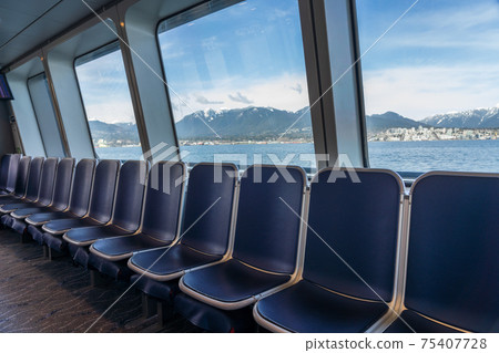 Inside the Vancouver SeaBus service, seat of the ferry. Inside the Vancouver SeaBus service, seat of the ferry. 75407728