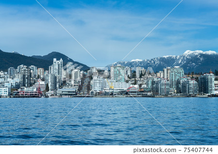 North Vancouver Shore skyline and waterfront cityscape. British Columbia, Canada. 75407744