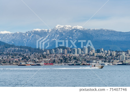 North Vancouver Shore skyline and waterfront cityscape. British Columbia, Canada. 75407746