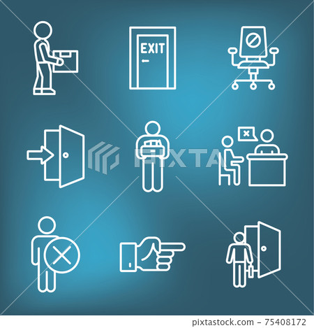 Job Loss, Downsizing, Getting Fired, and Unemployment due to Covid 19 or Coronavirus Icon Set Job Loss, Downsizing, Getting Fired, and Unemployment due to Covid 19 or Coronavirus Icon Set 75408172