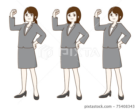 A set of 3 women in a muki pose A set of 3 women in a muki pose 75408343