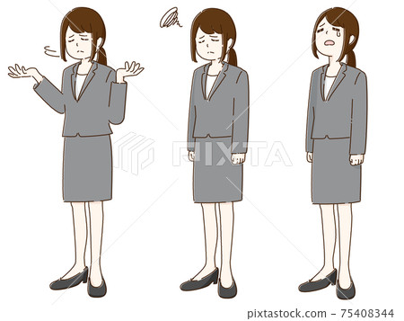 Women with negative movements and facial expressions 3 sets of colors Women with negative movements and facial expressions 3 sets of colors 75408344
