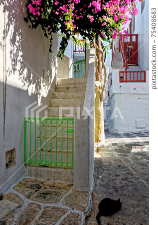 Old traditional house at Mykonos island in Greece Old traditional house at Mykonos island in Greece 75408683