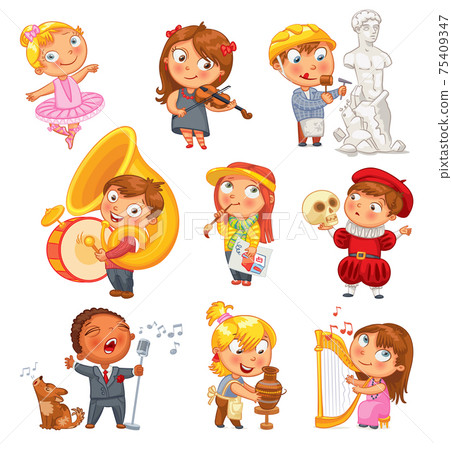 Hobbies. Funny cartoon character 75409347