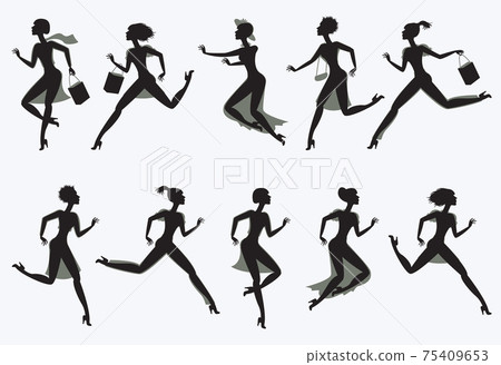 Set running silhouettes 75409653