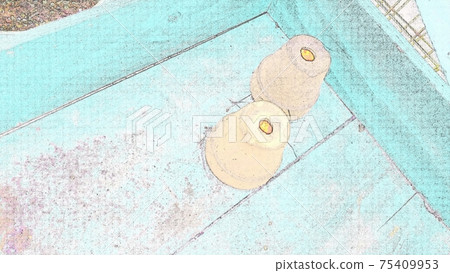 園藝花盆鳥瞰圖插畫風格 75409953