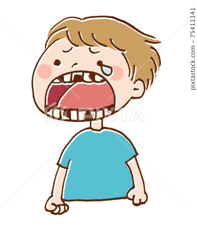 一個有蛀牙的男孩的插圖 一個有蛀牙的男孩的插圖 75411141