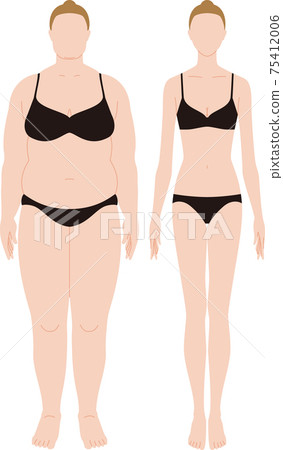 Obese and slim women. Vector material 75412006