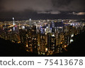 Scene of the victoria harbour in hong kong. night  75413678