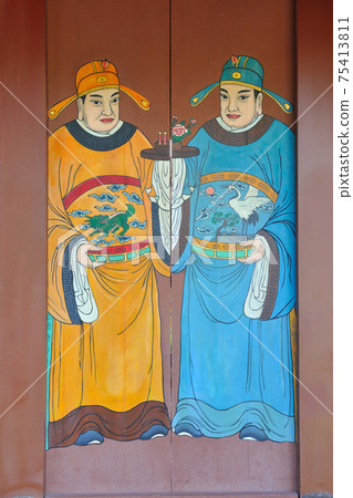 木門上的神像彩繪 75413811